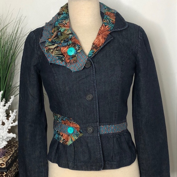 Tommy Hilfiger Jackets & Blazers - Tommy Hilfiger Indigo Denim Fitted Embellished Jean Jacket